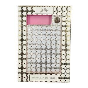 LILLY PULITZER EXPANDABLE PHONE POCKET – BROWN/WHITE GEO – SNAP CLOSURE
